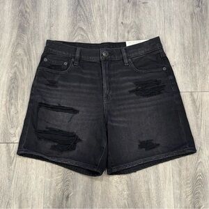 American Eagle Outfitters Charcoal Distressed Denim 90s Boyfriend Bermuda Shorts